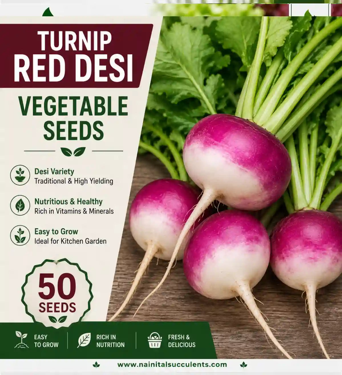 TURNIP RED DESI VEGETABLE SEEDS (50 seeds)