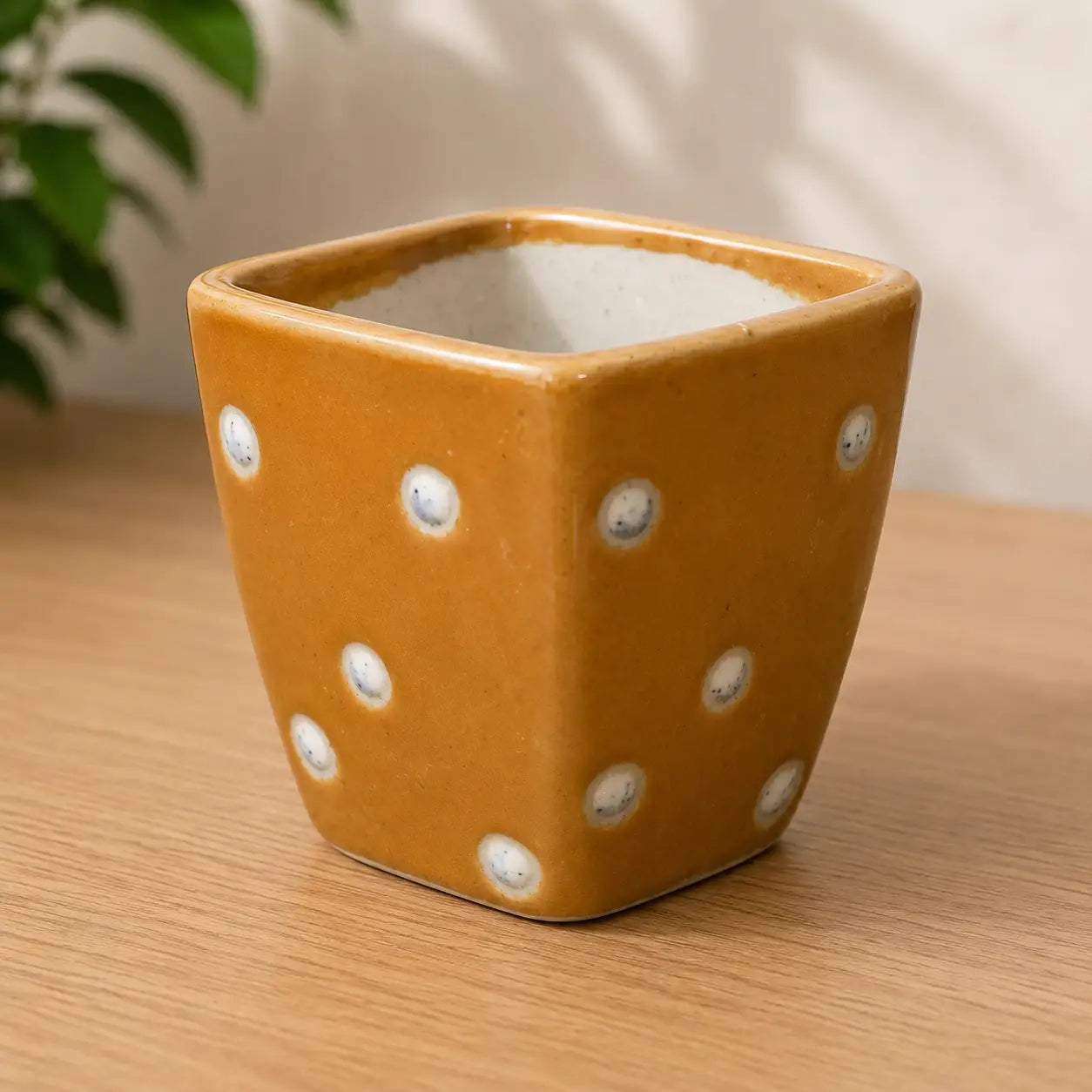 Big Yellow Dot Ceramic Planter (3 Inch)