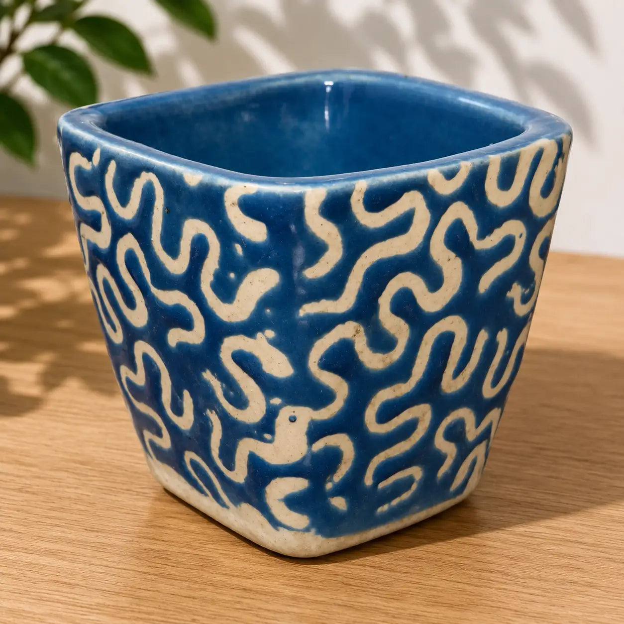 Blue Ceramic Square Pot