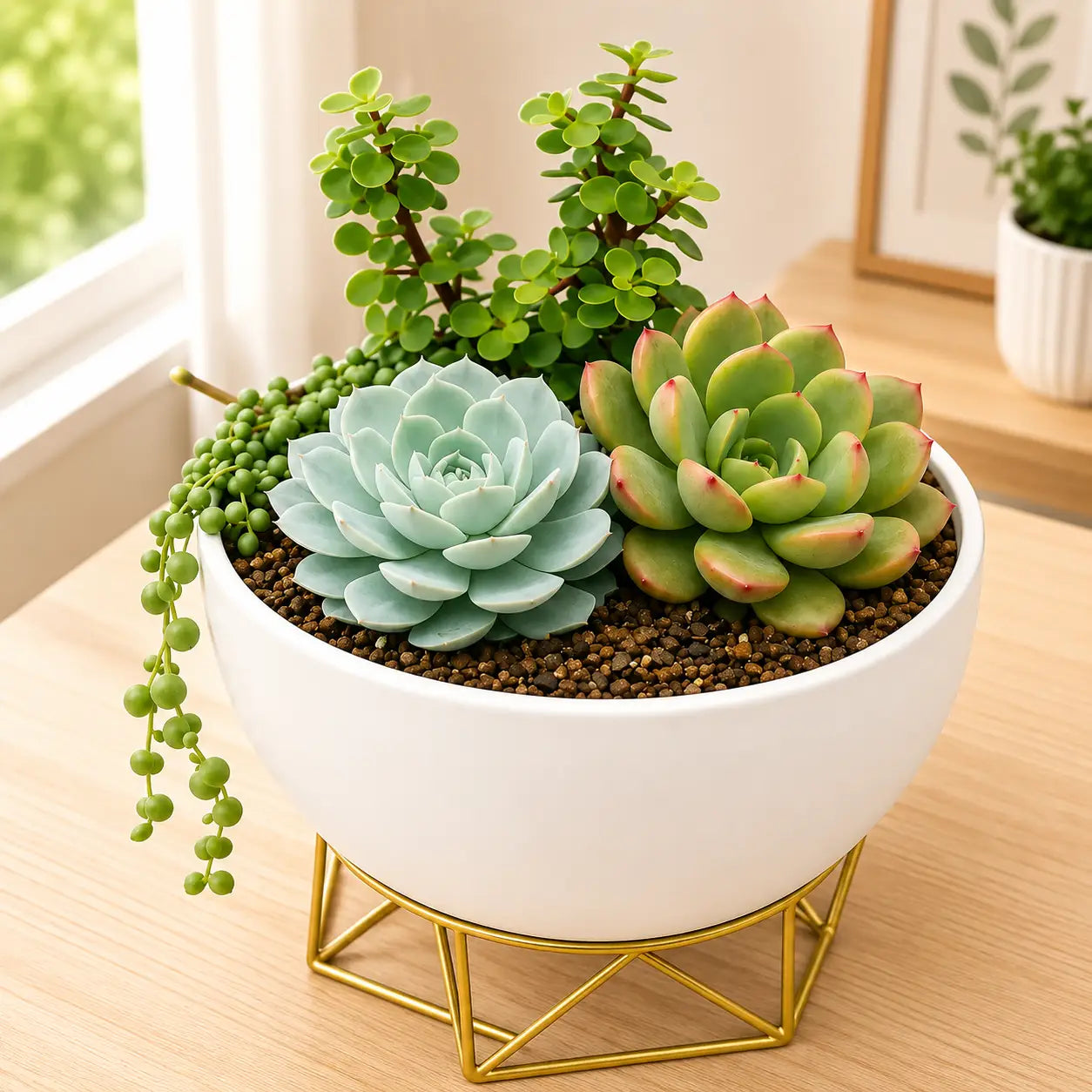 Blush & Cascade Succulent Collection – Set of 4 Live Succulent Plants (Bare-rooted) by Nainital Succulents