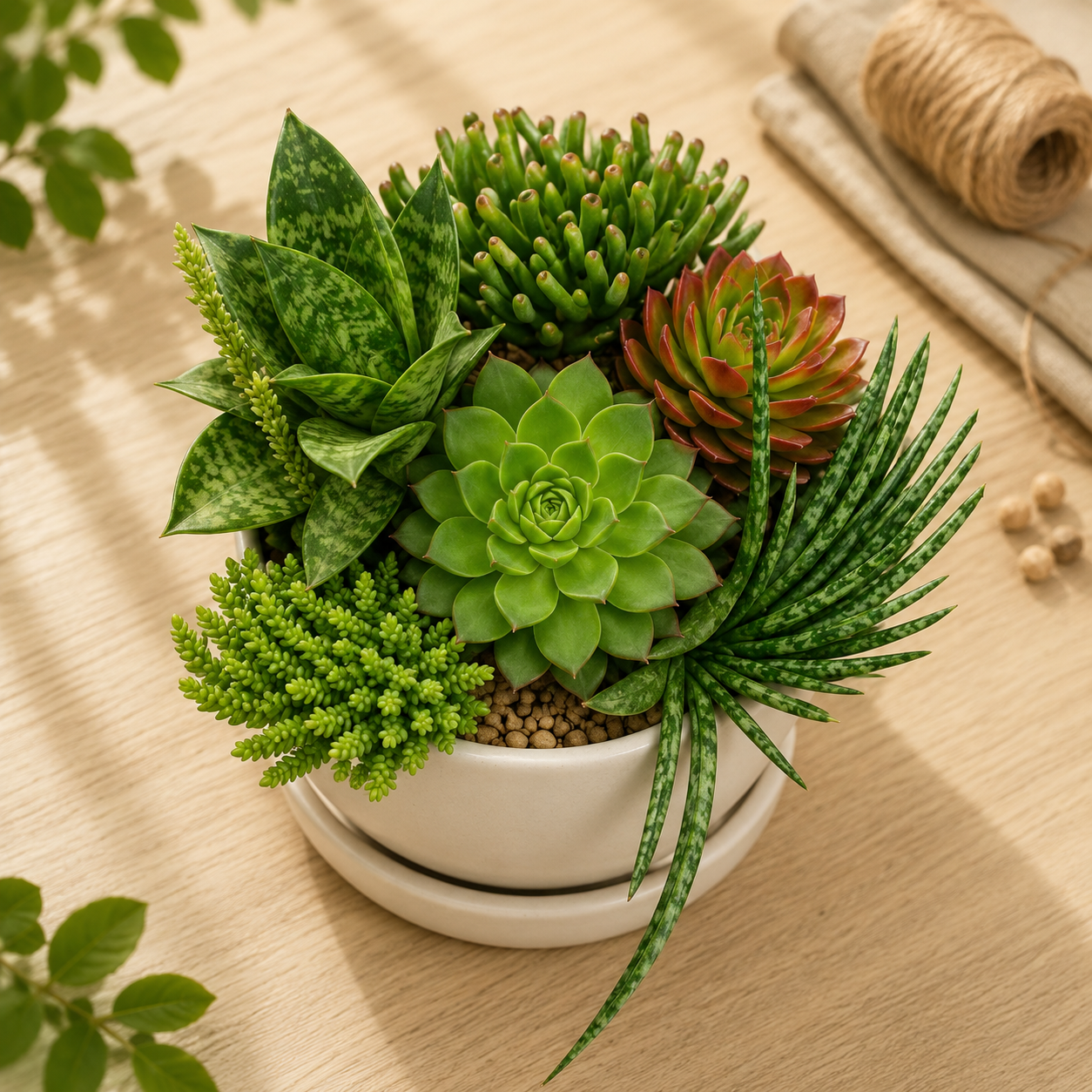 Office Desk Plants Combo – Set of 6 Live Indoor Succulent Plants for Home & Office Decor