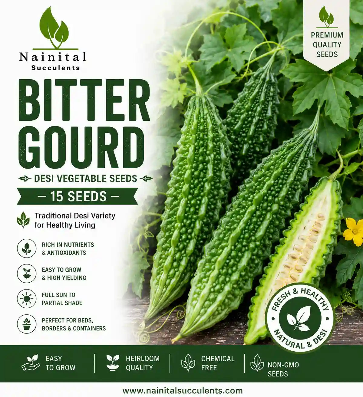 BITTER GOURD DESI VEGETABLE SEEDS (15 seeds)