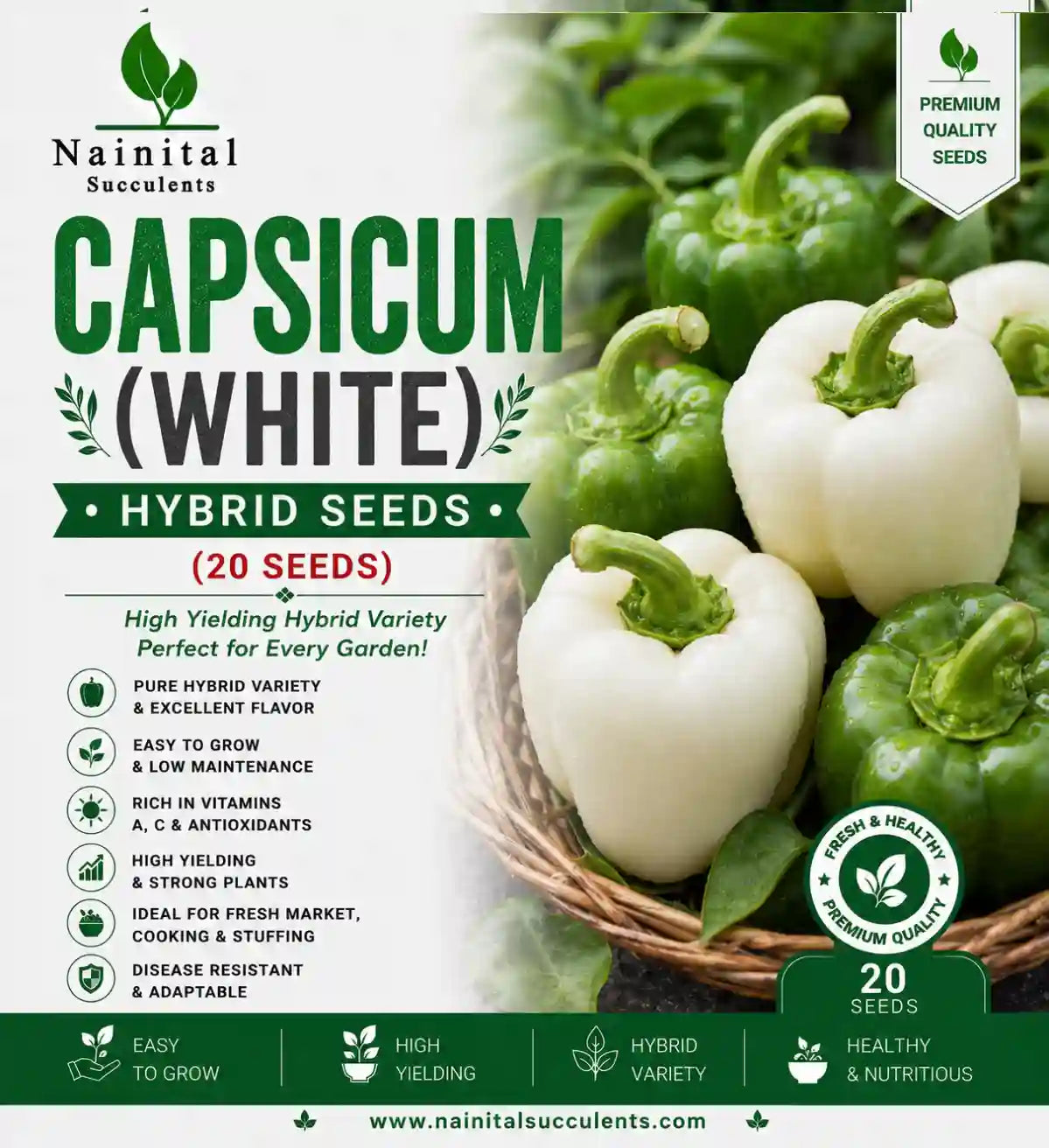 CAPSICUM (WHITE) HYBRID SEEDS (20 seeds)