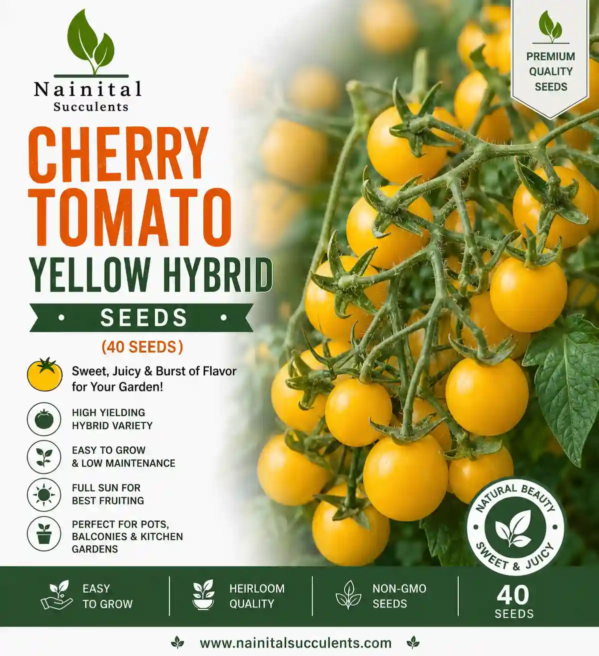 CHERRY TOMATO YELLOW HYBRID SEEDS (40 seeds)