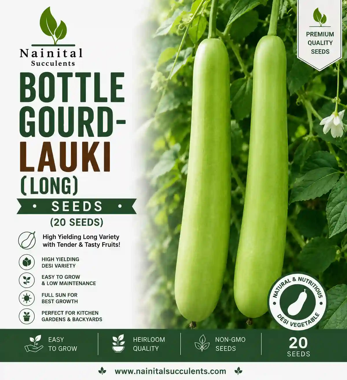 BOTTLE GOURD- LAUKI ( LONG) HYBRID SEEDS (15 seeds)