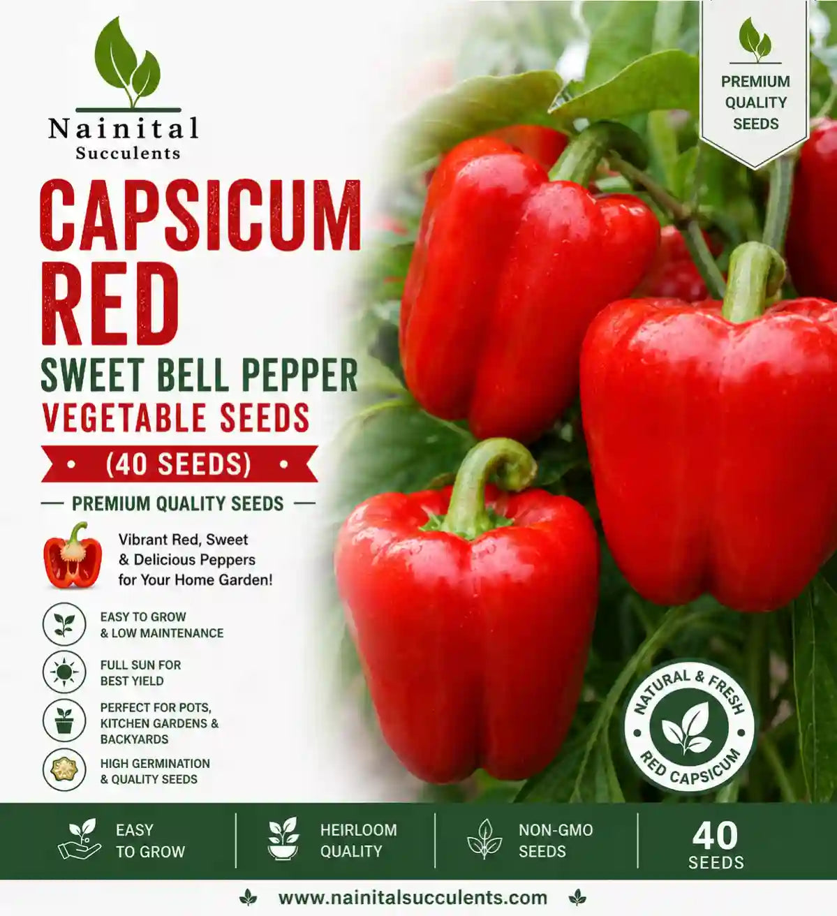CAPSICUM (RED) DESI VEGETABLE SEEDS (20 seeds)