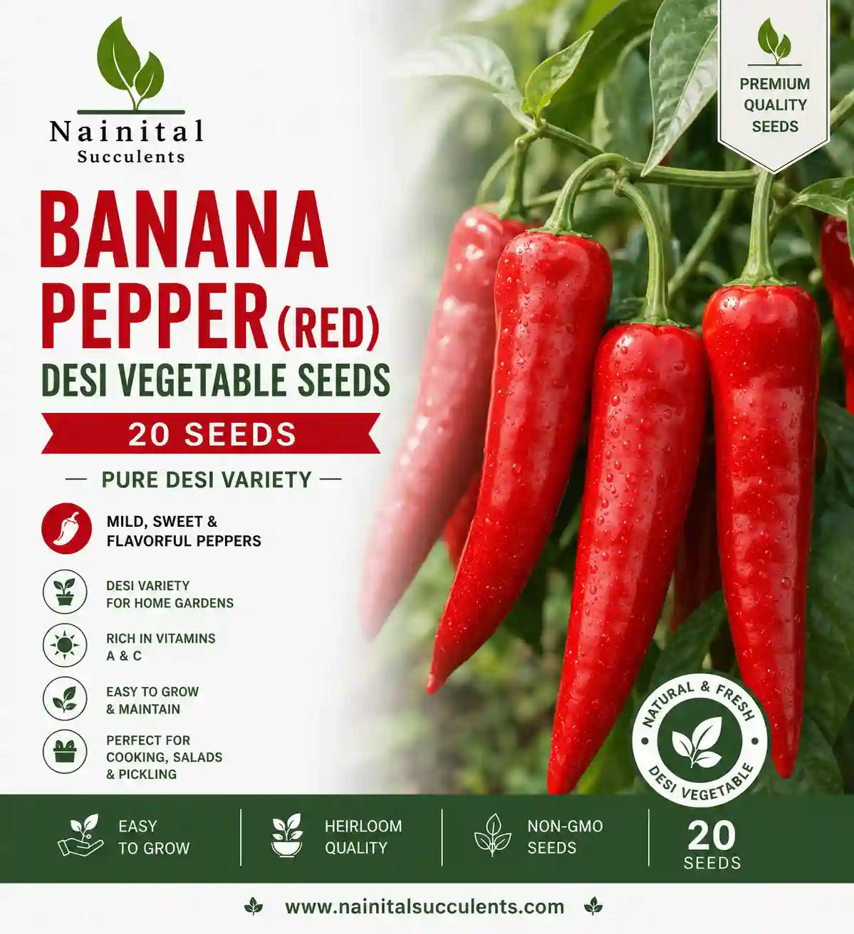 BANANA PEPPER (RED) DESI VEGETABLE SEEDS (20 seeds)