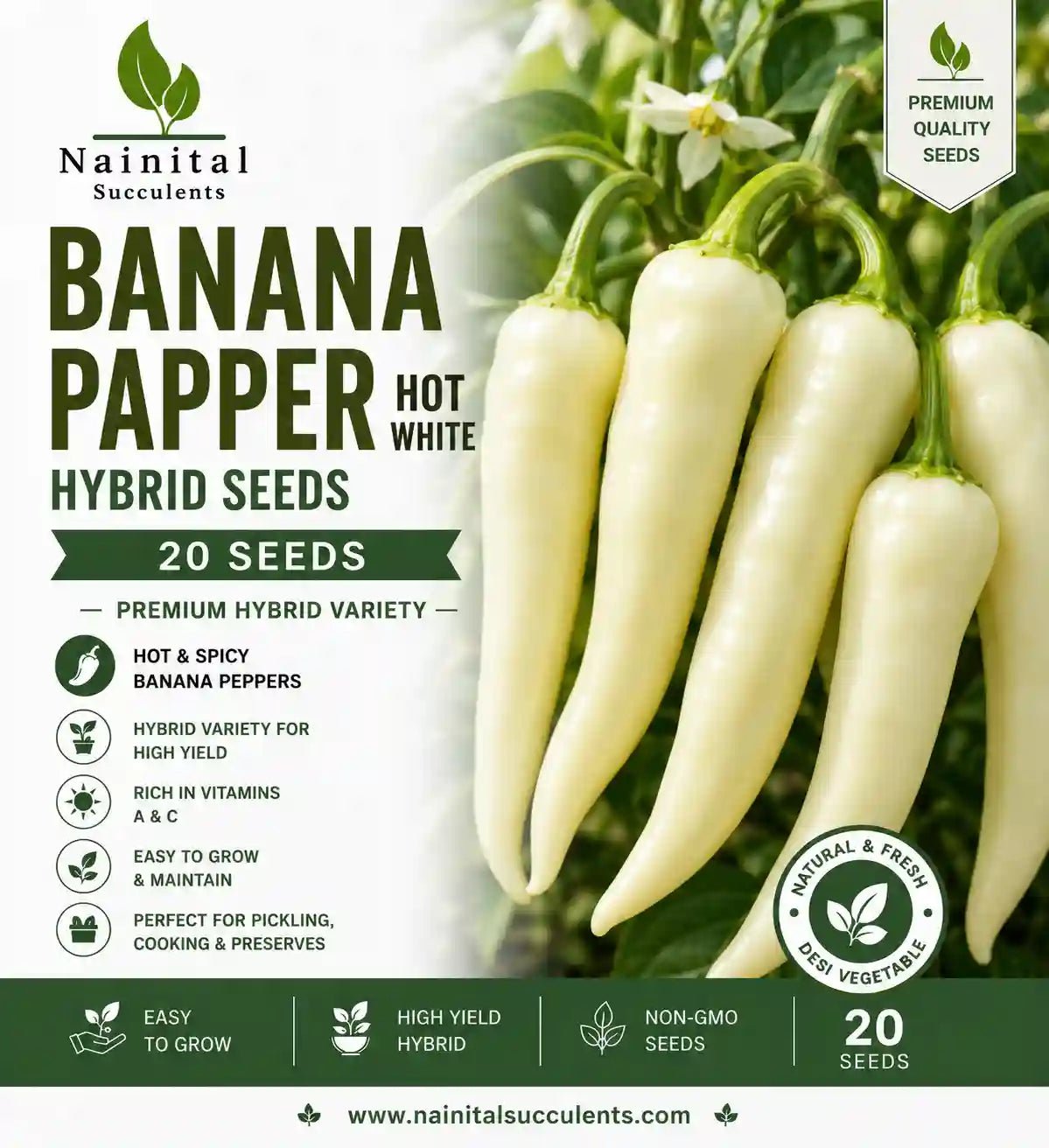 PAPPER HOT WHITE HYBRID SEEDS (20 seeds)