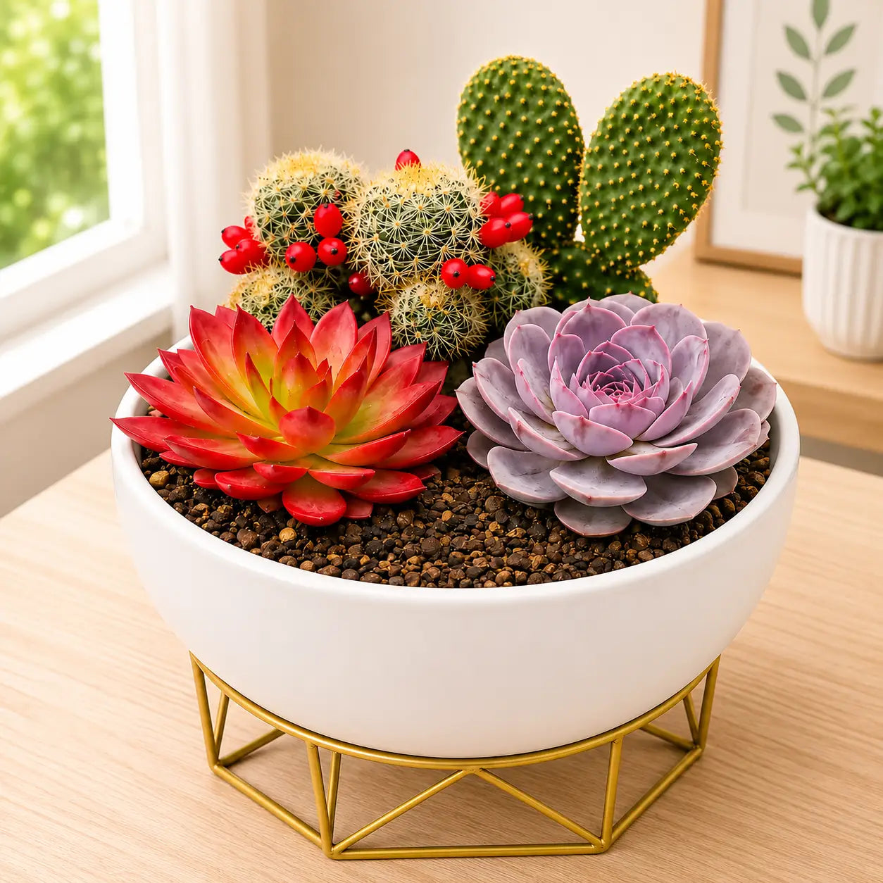 Desert Bloom Collection – Set of 4 Live Cactus &amp; Succulent Plants (Bare-rooted) by Nainital Succulents