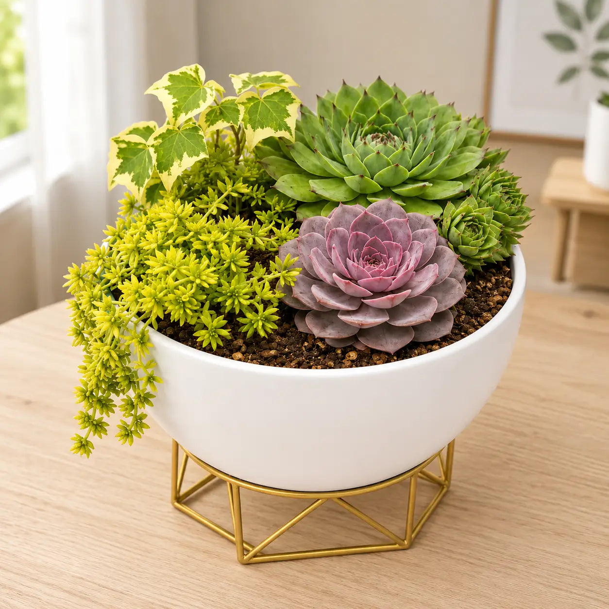 Green Harmony Collection – Set of 4 Live Foliage &amp; Succulent Plants (Bare-rooted) by Nainital Succulents