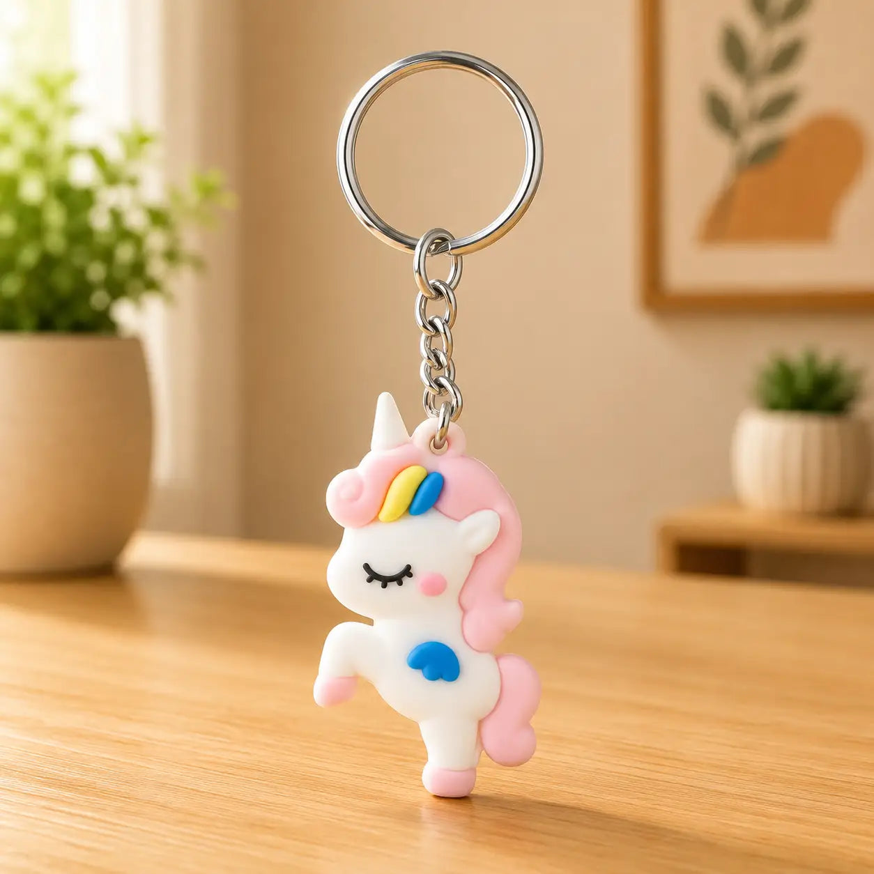 Pink Unicorn Keychain