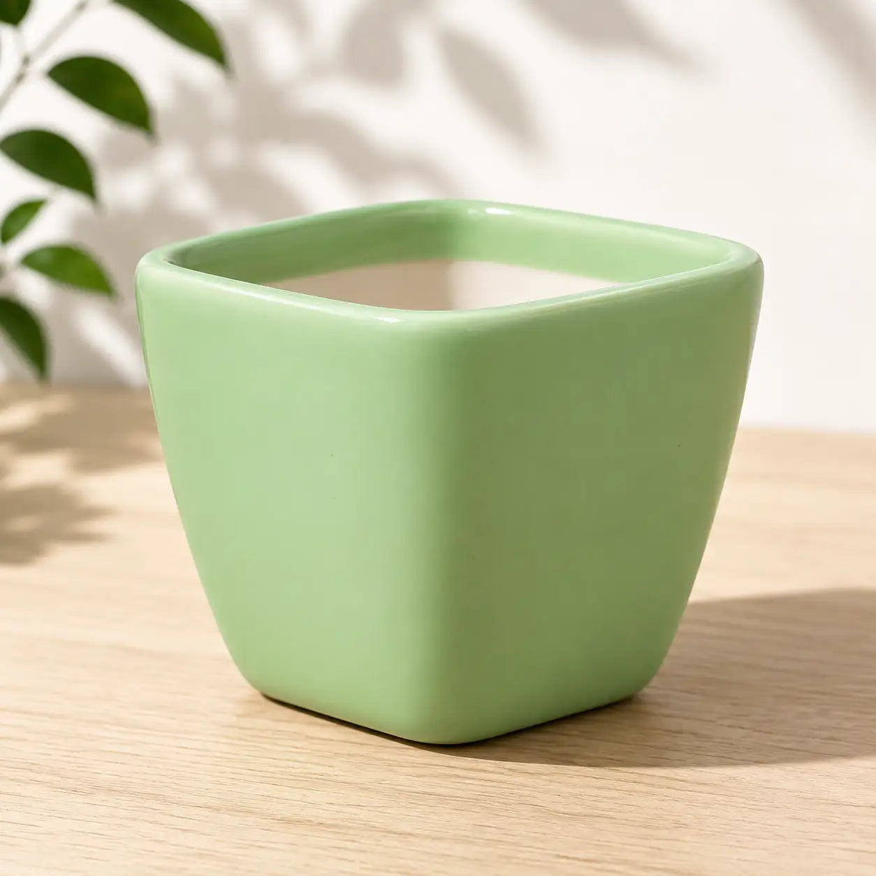 Plain Green Ceramic Planter