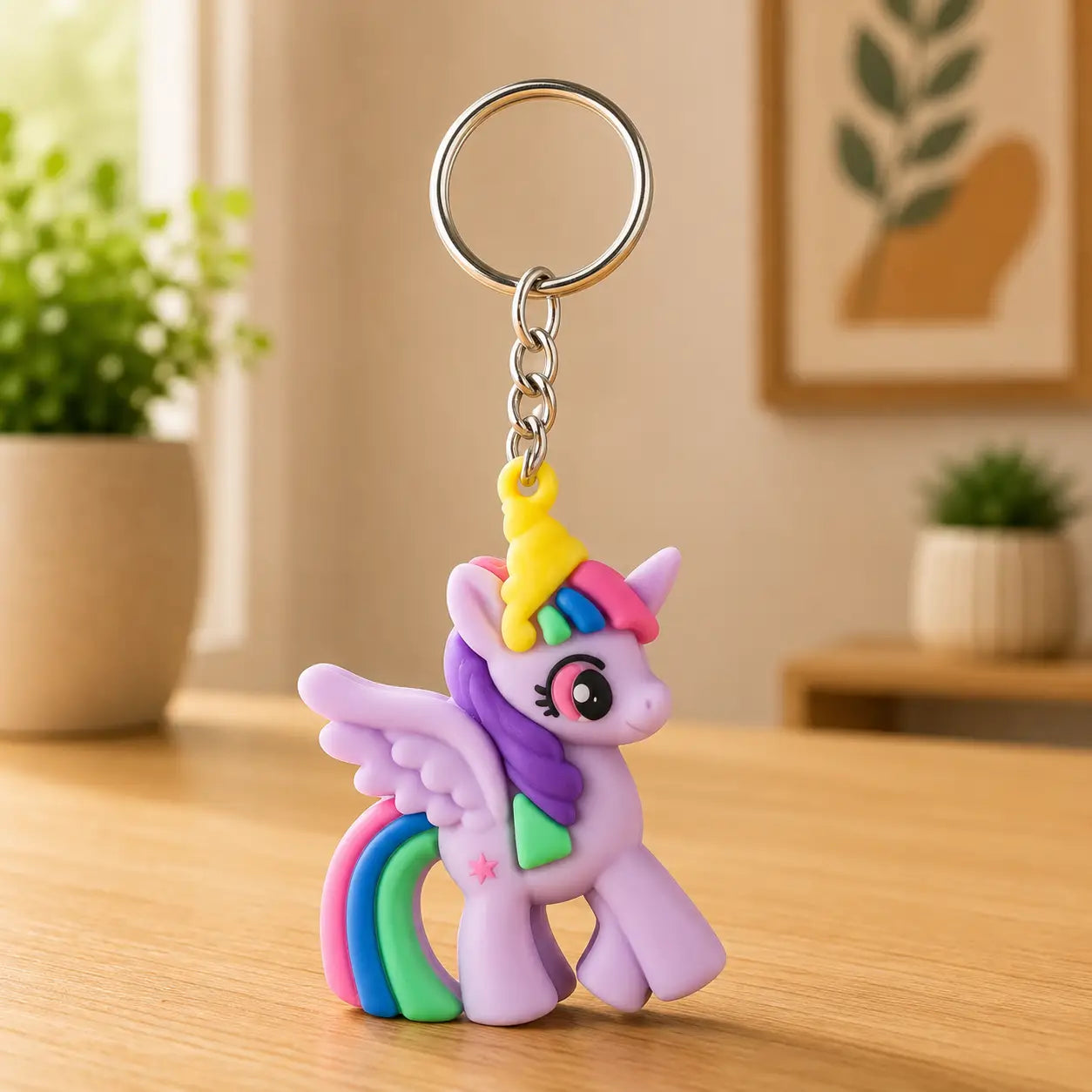 Purple Unicorn Keychain