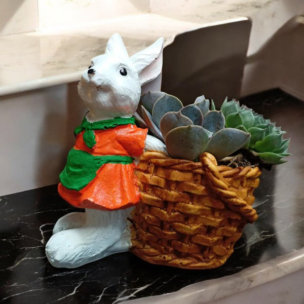 Rabbit With Basket Planter