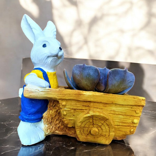 Rabbit Resin Planter Yellow