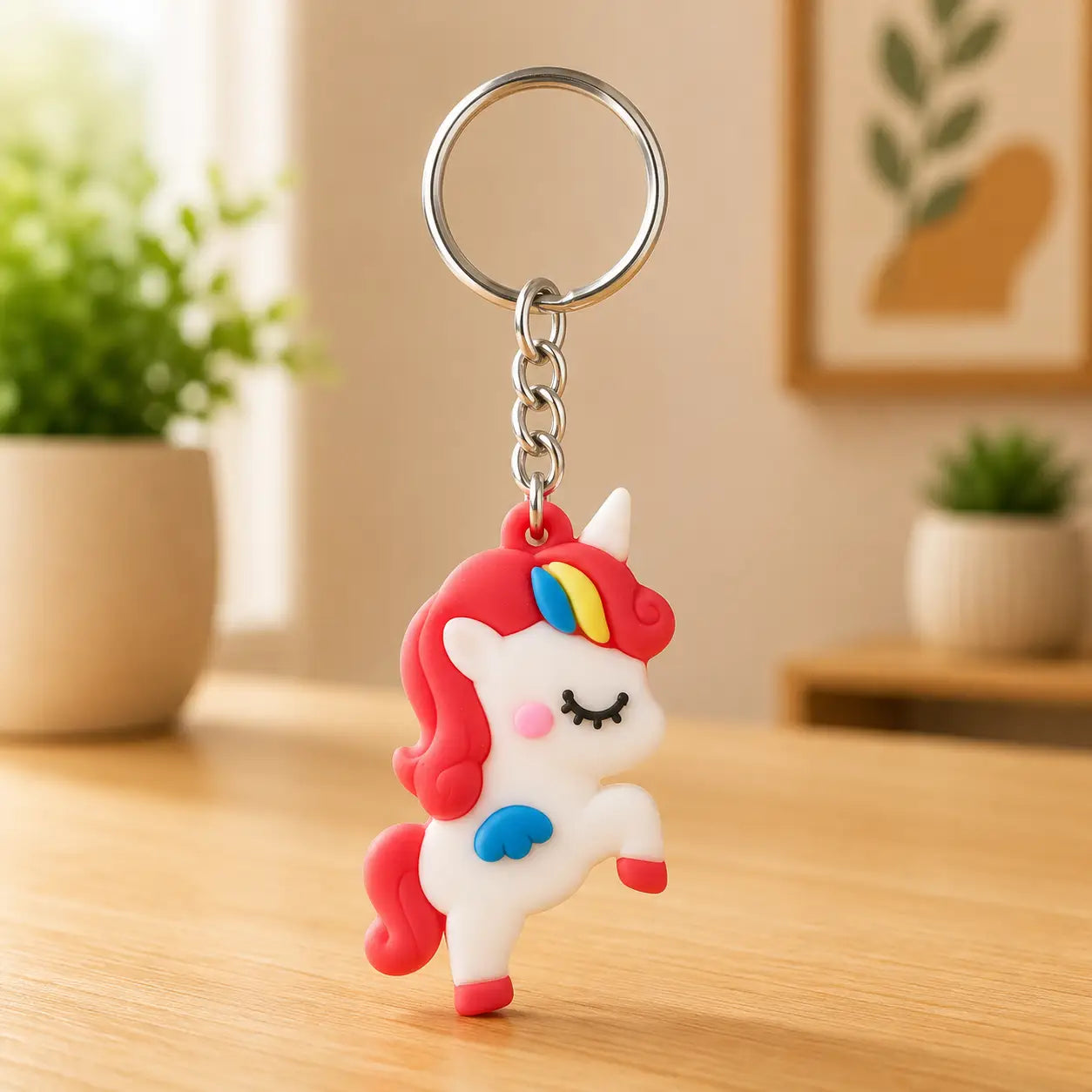 Red Unicorn Keychain