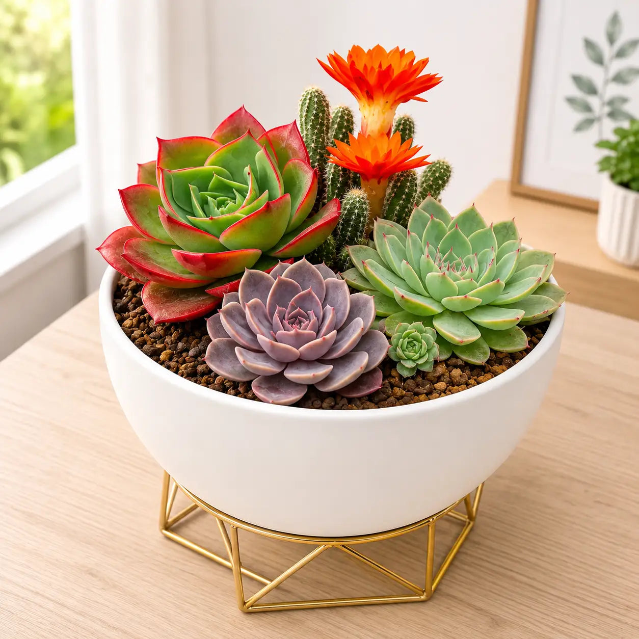 Rosette Radiance Collection – Set of 4 Live Succulent &amp; Cactus Plants (Bare-rooted) by Nainital Succulents