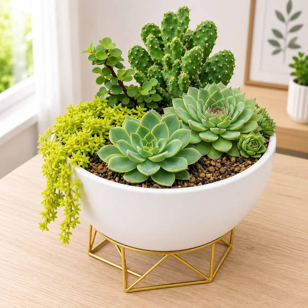Desert Harmony Collection – Set of 4 Live Succulent &amp; Cactus Plants (Bare-rooted) by Nainital Succulents