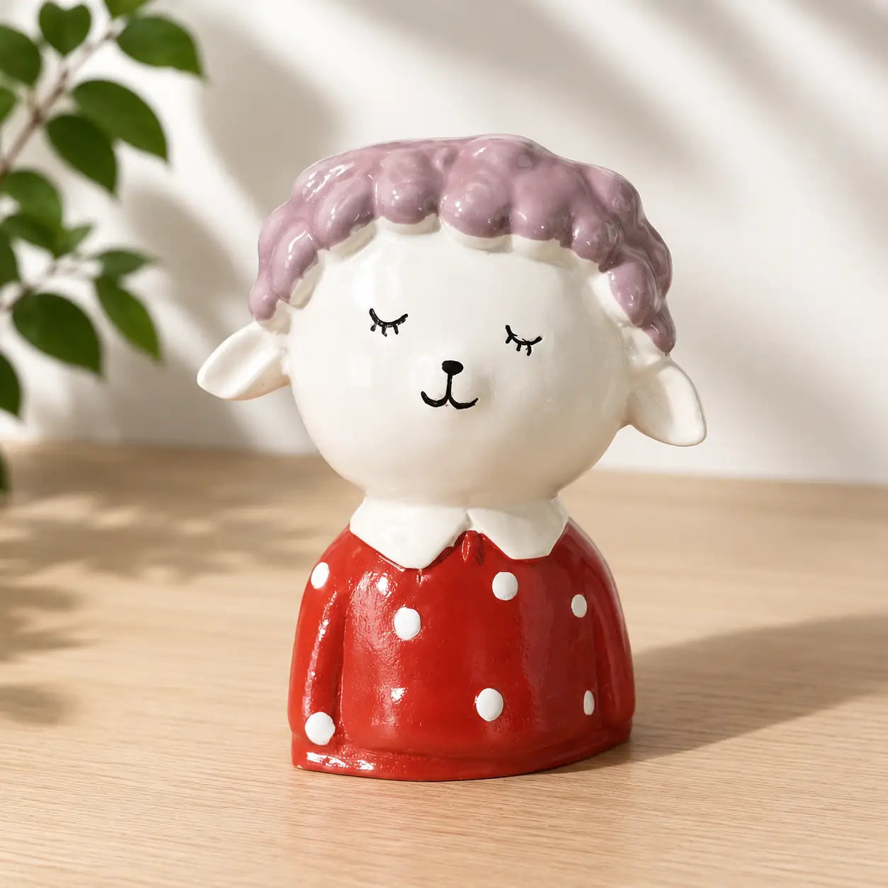 Sleeping Girl Red Decorative Planter
