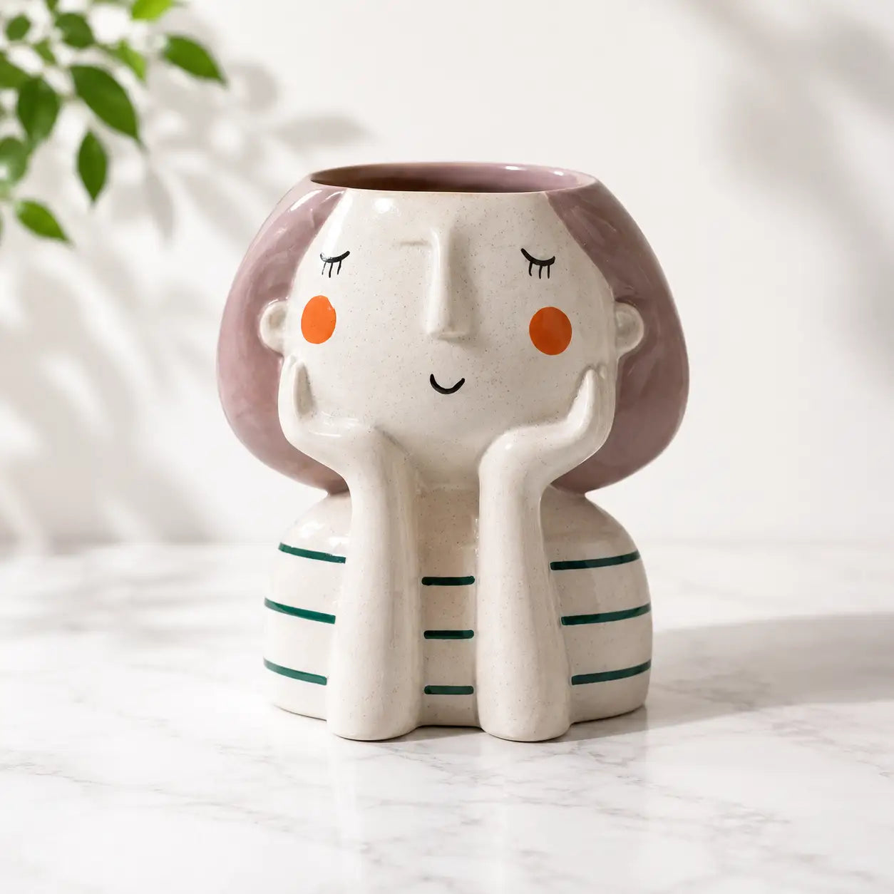 Sleeping Girl Resin Planter