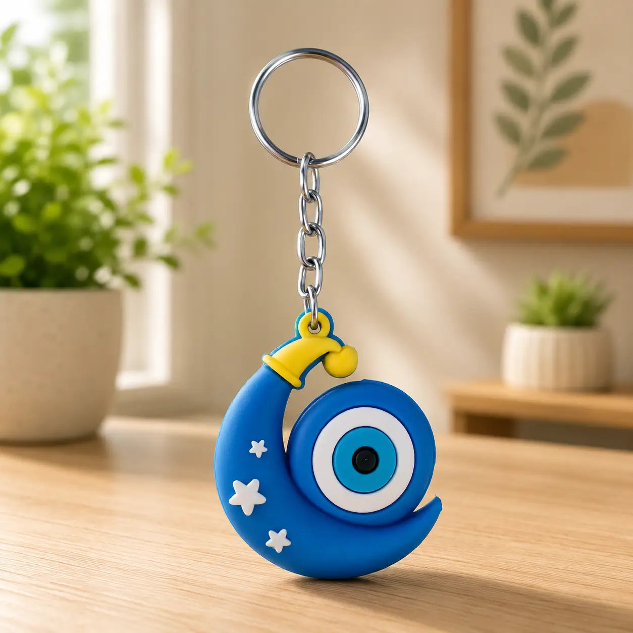 Star Moon Blue Keychain