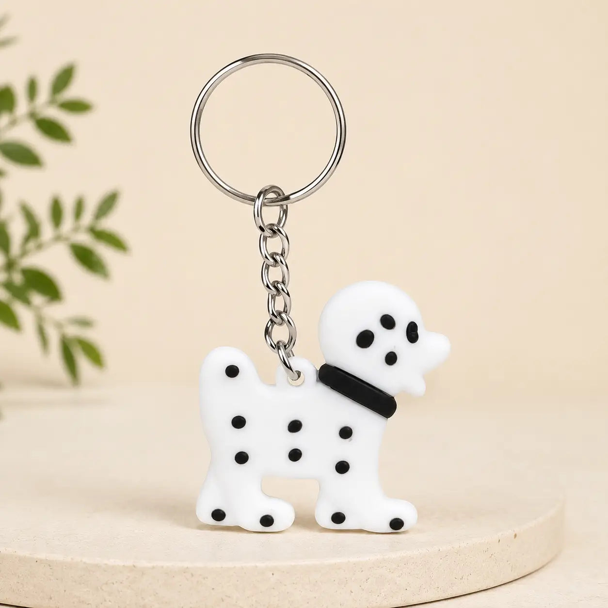 White Cute Dog Keychain