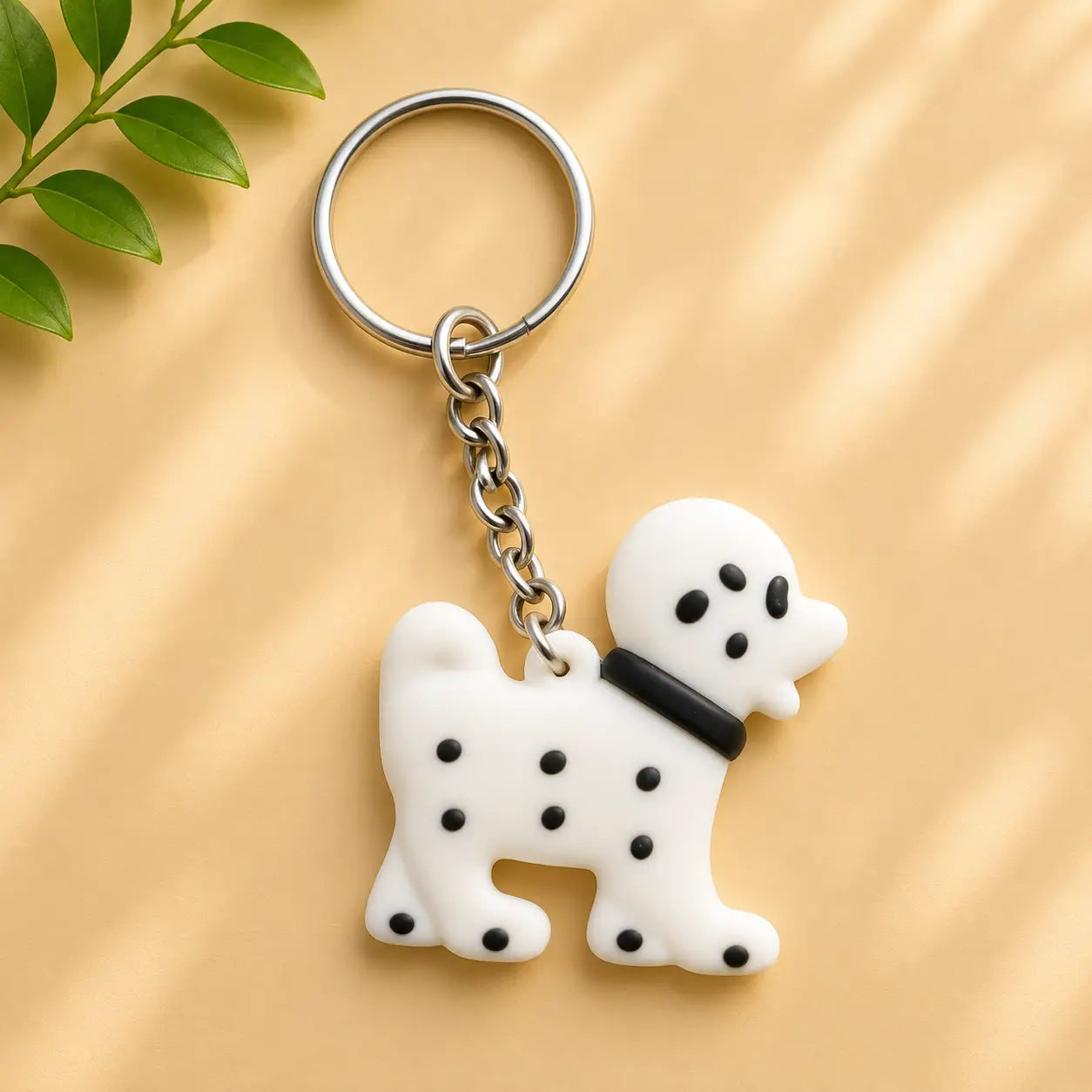 White Cute Dog Keychain